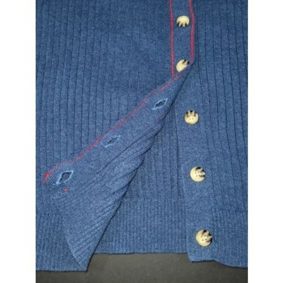 ModCloth Women's Short Sleeves Seashore Embroidered Blue Cotton Cardigan Size 1X - Picture 7 of 12